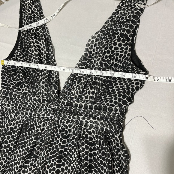 YA Los Angeles Black White Animal Print Boho V Neck Empire Waist Maxi Dress M - Picture 7 of 7